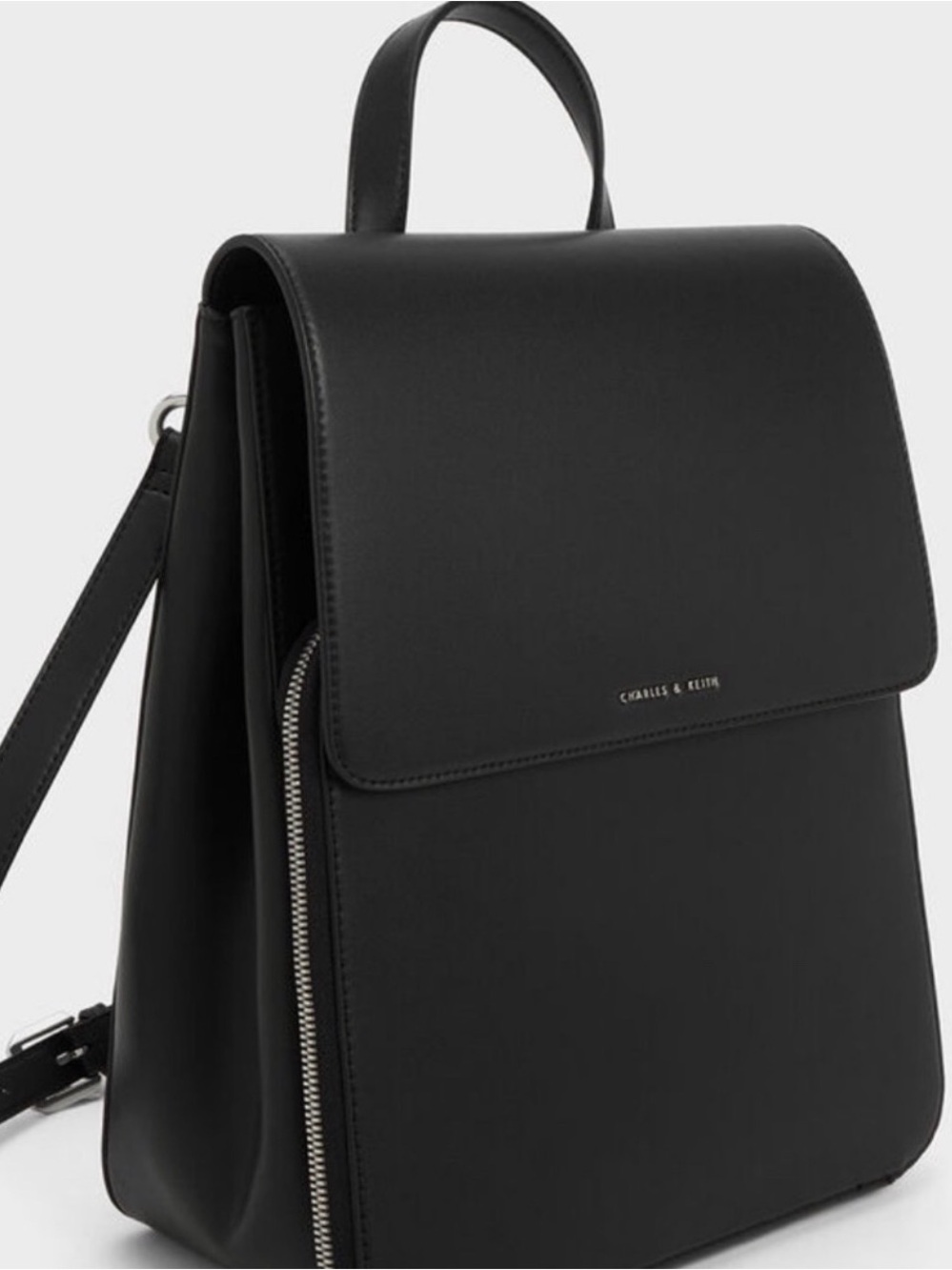 Charles & Keith Black Minimalist Backpack